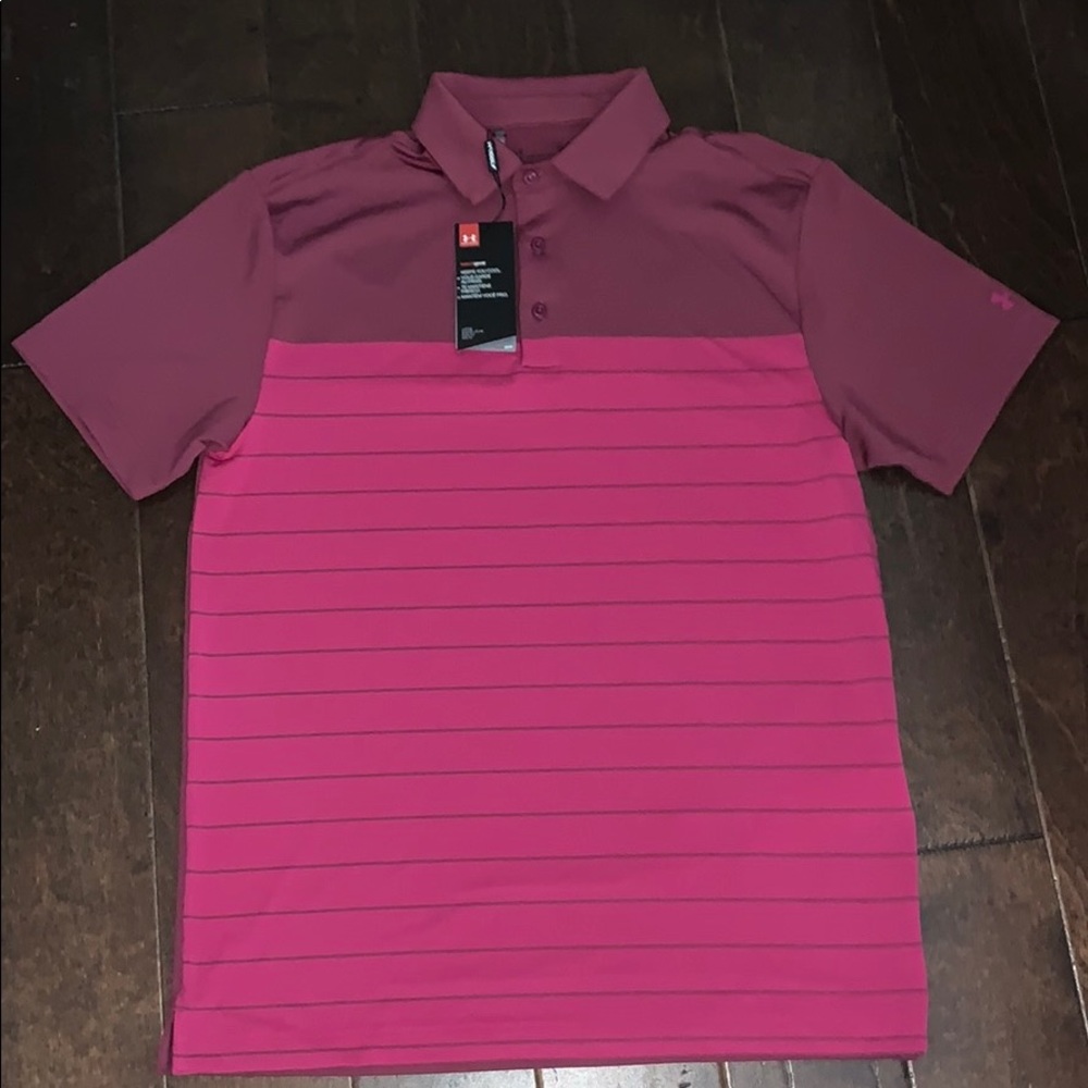 Under Armour Men's Two-Tone Raspberry Pink Polo